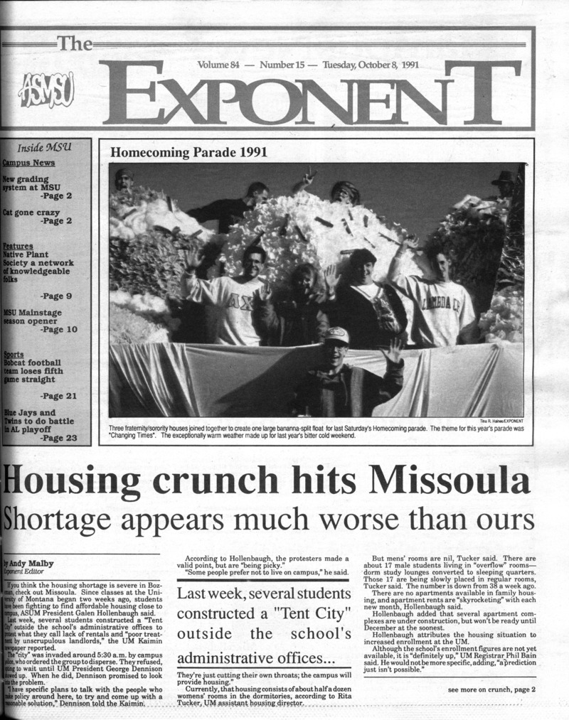 ASMSU Exponent, October 8, 1991