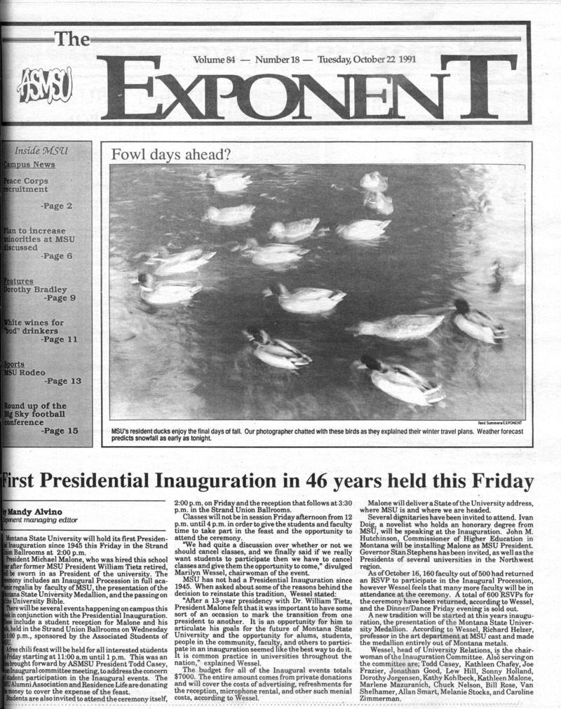 ASMSU Exponent, October 22, 1991