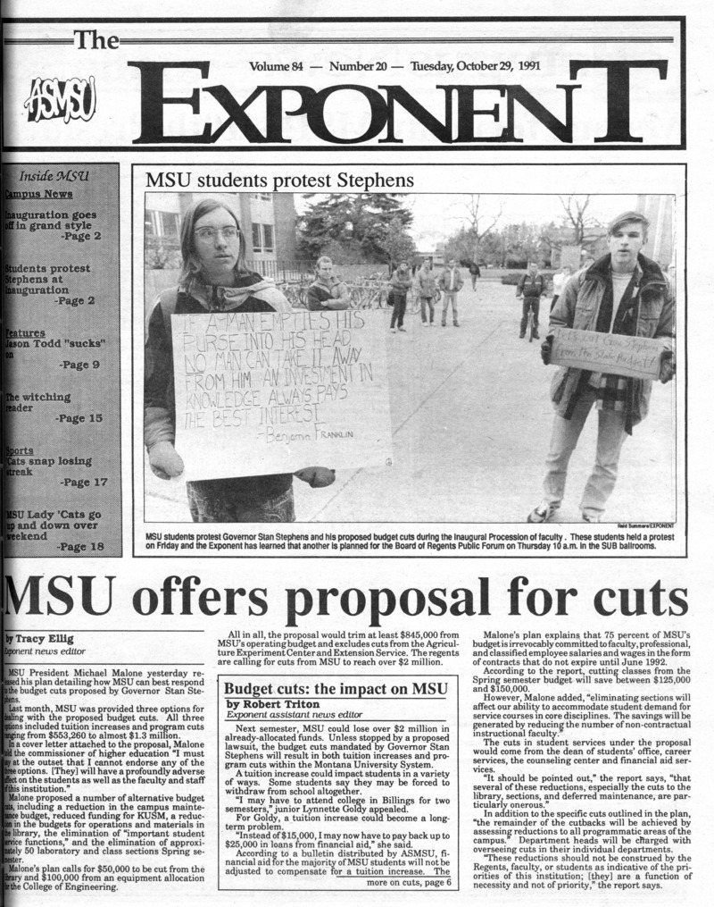 ASMSU Exponent, October 29, 1991