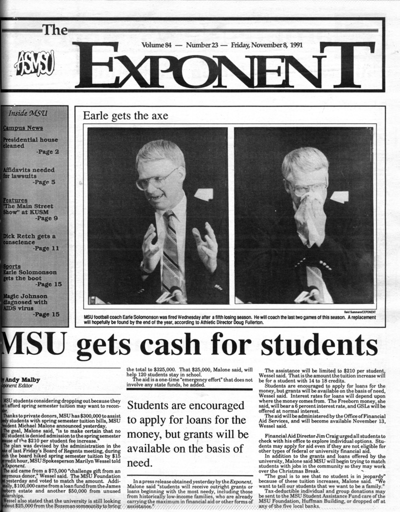 ASMSU Exponent, November 8, 1991
