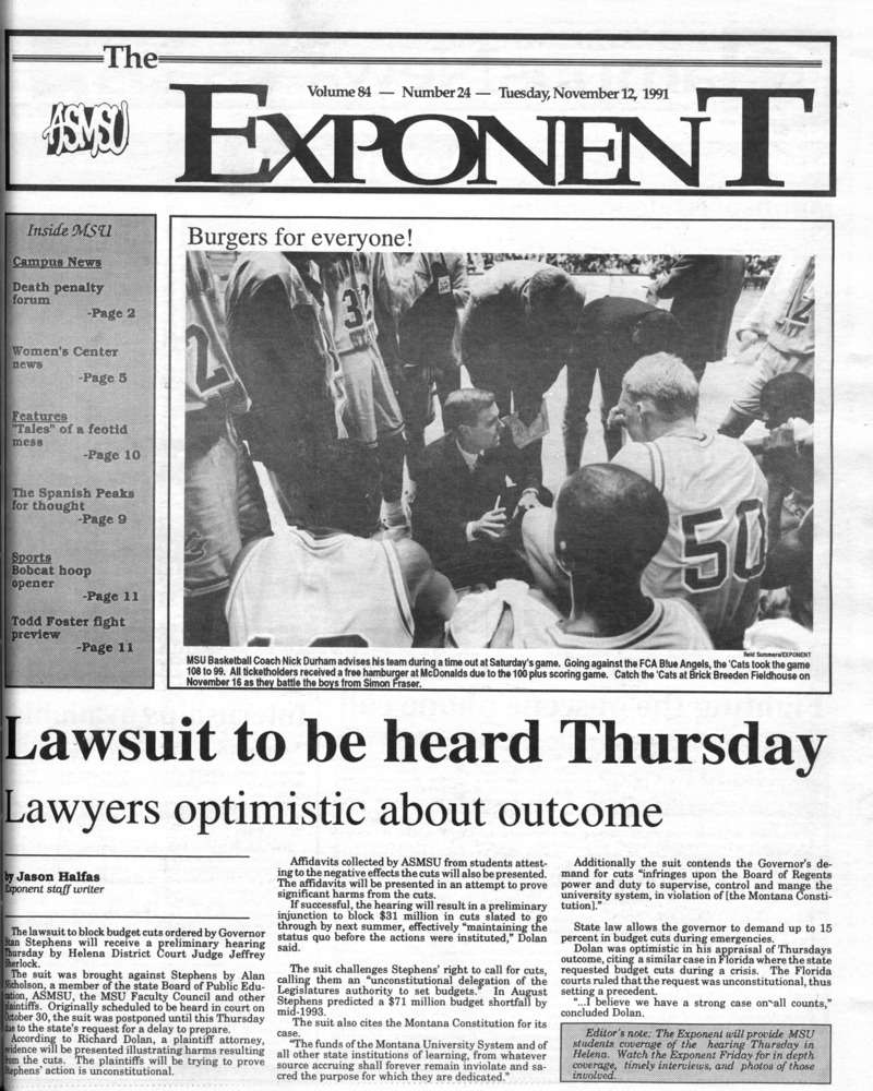 ASMSU Exponent, November 12, 1991