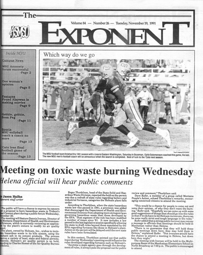 ASMSU Exponent, November 19, 1991