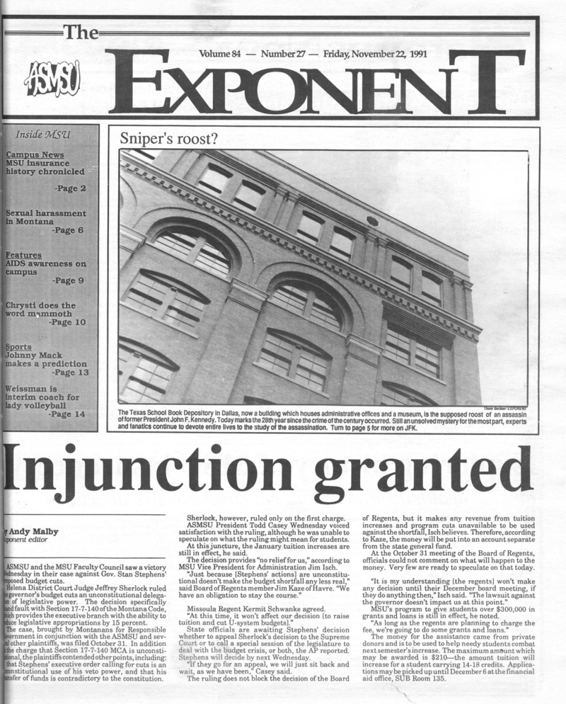 ASMSU Exponent, November 22, 1991