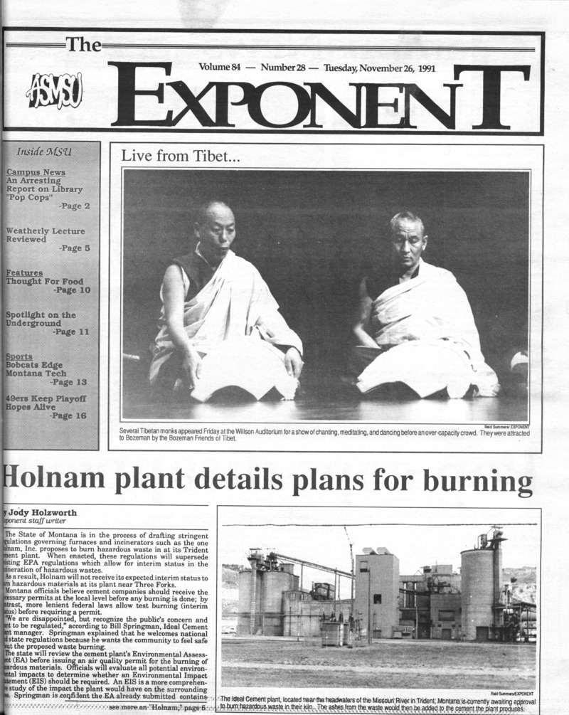 ASMSU Exponent, November 26, 1991