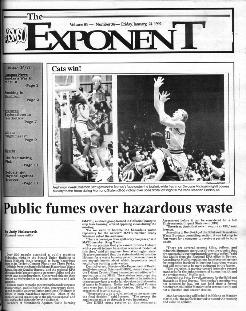 ASMSU Exponent, January 24, 1992