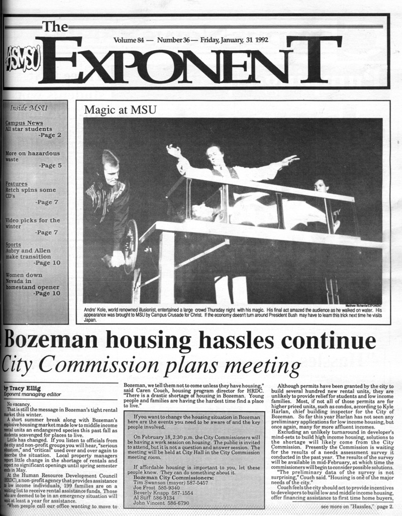 ASMSU Exponent, January 31, 1992