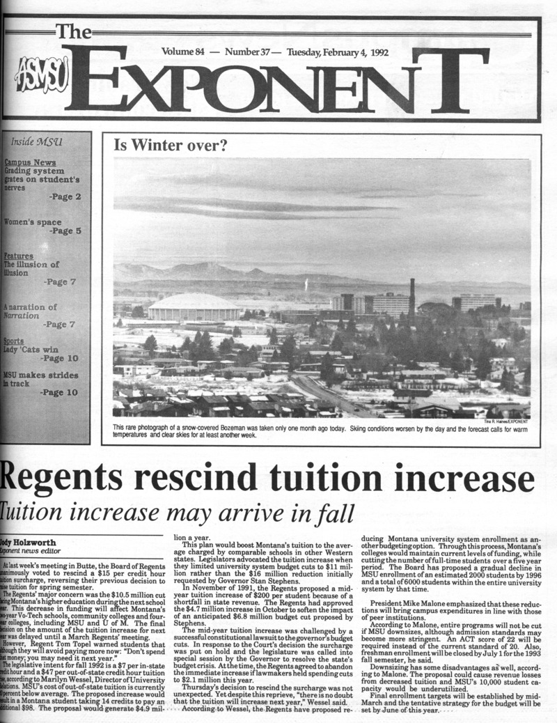 ASMSU Exponent, February 4, 1992