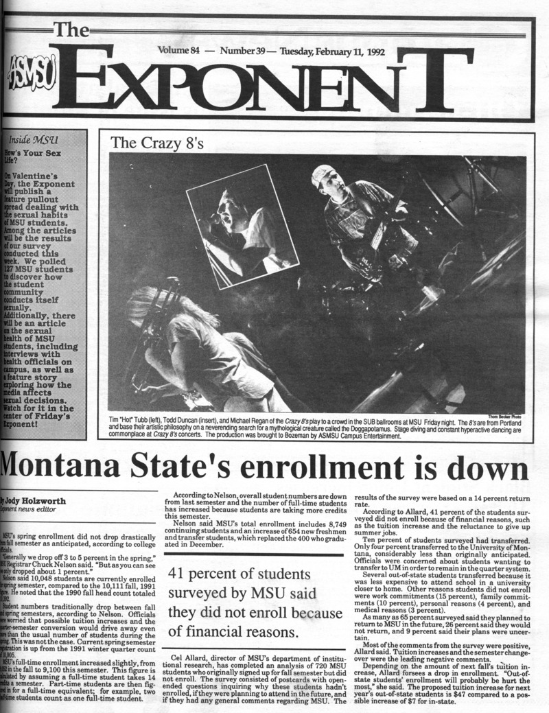 ASMSU Exponent, February 11, 1992