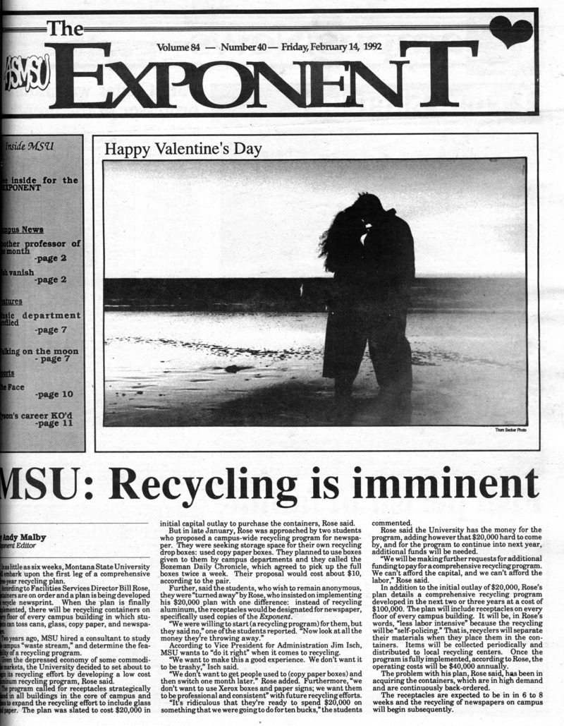 ASMSU Exponent, February 14, 1992