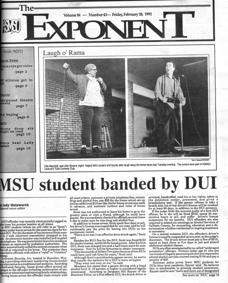 ASMSU Exponent, February 28, 1992