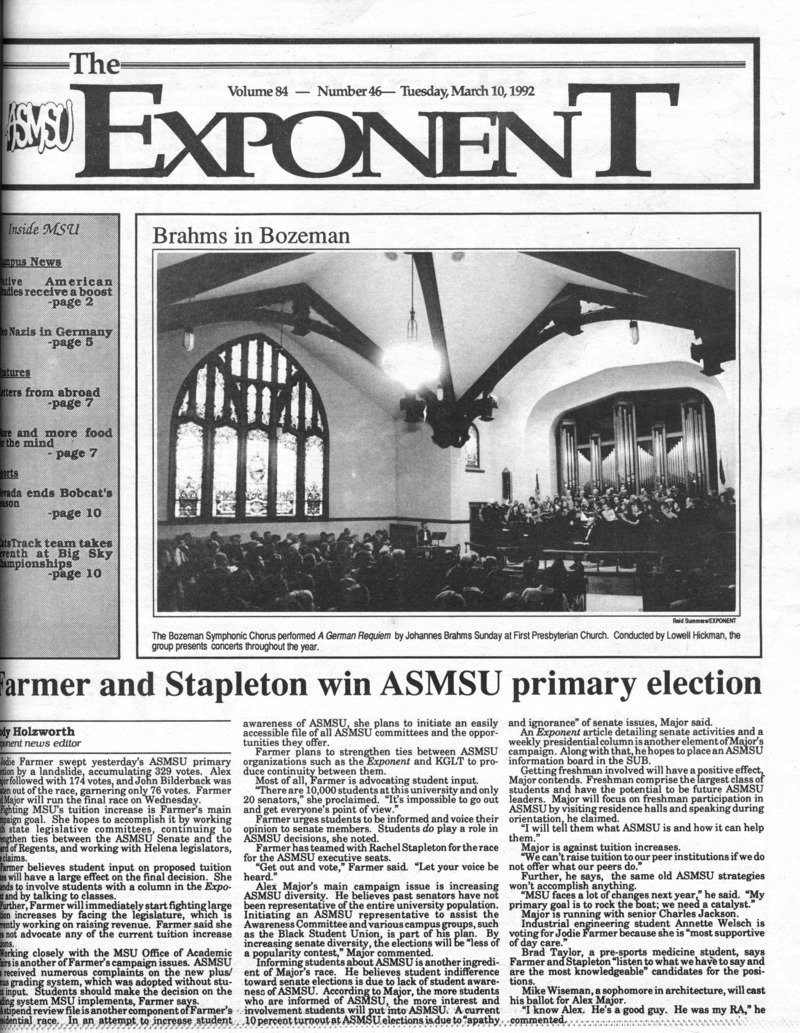 ASMSU Exponent, March 10, 1992
