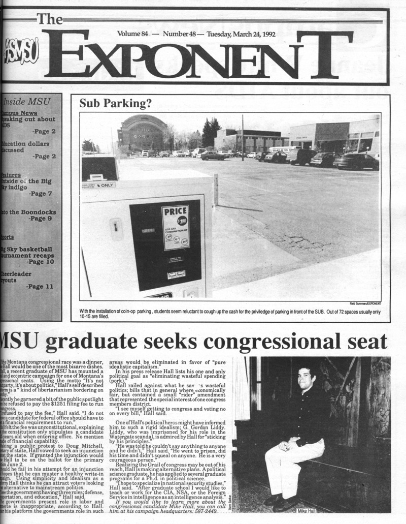 ASMSU Exponent, March 24, 1992