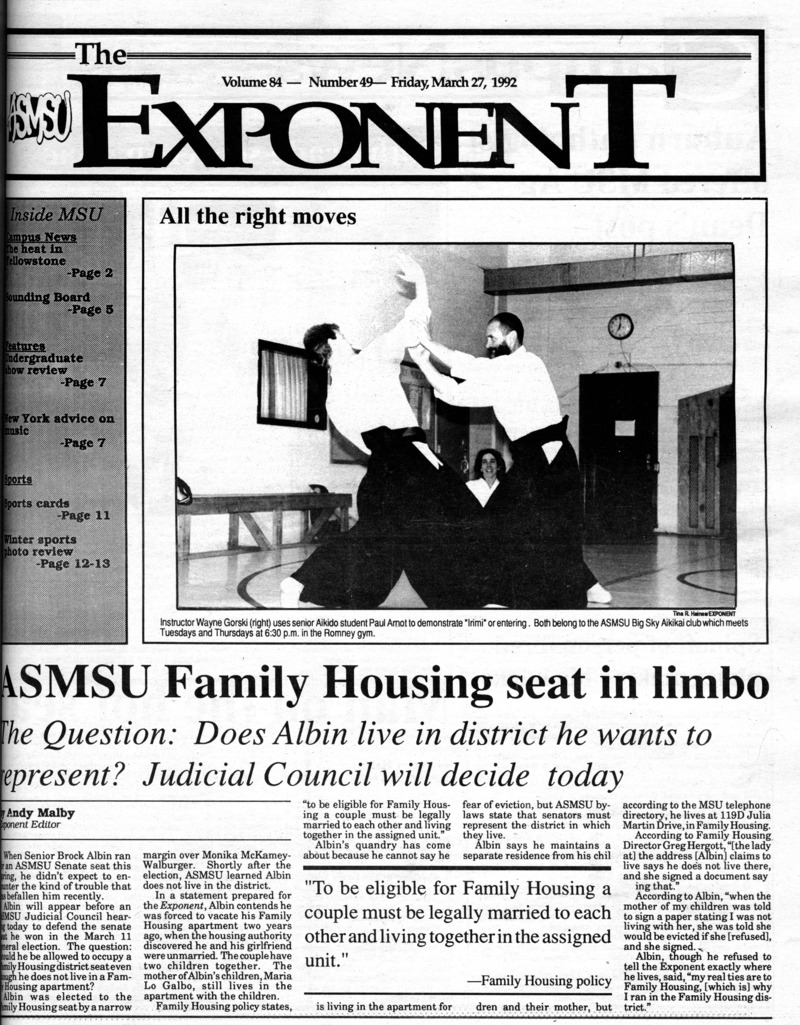 ASMSU Exponent, March 27, 1992