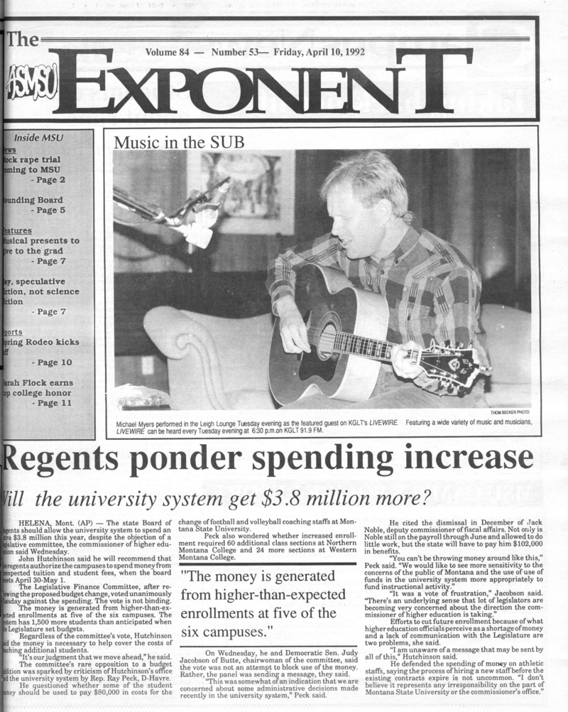 ASMSU Exponent, April 10, 1992