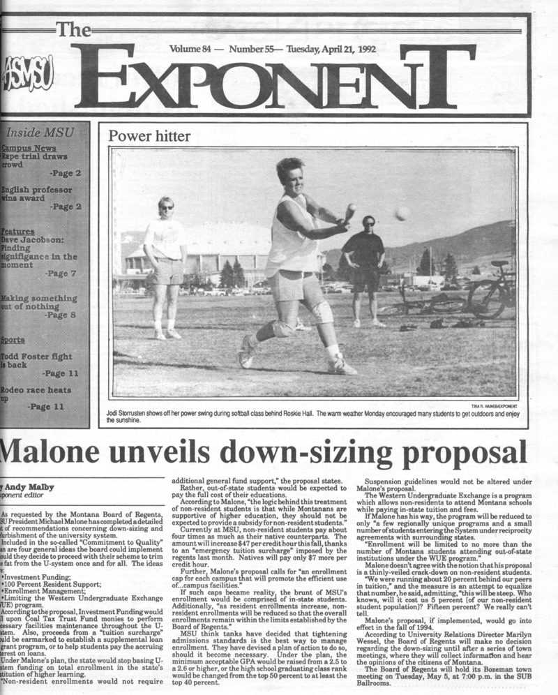 ASMSU Exponent, April 21, 1992