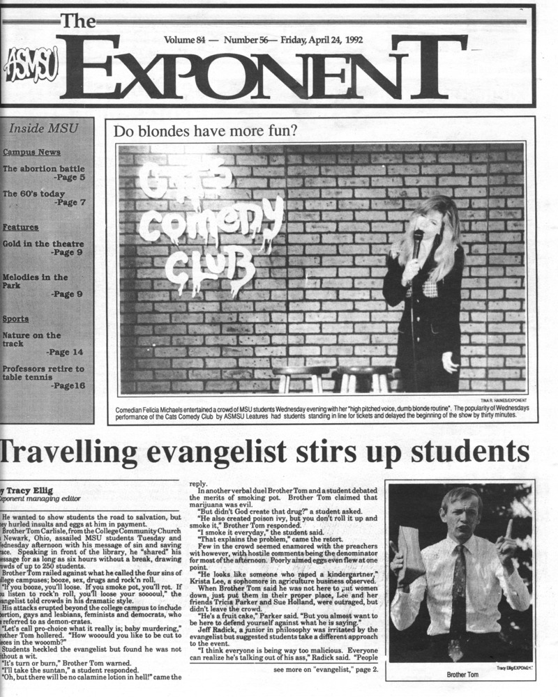 ASMSU Exponent, April 24, 1992