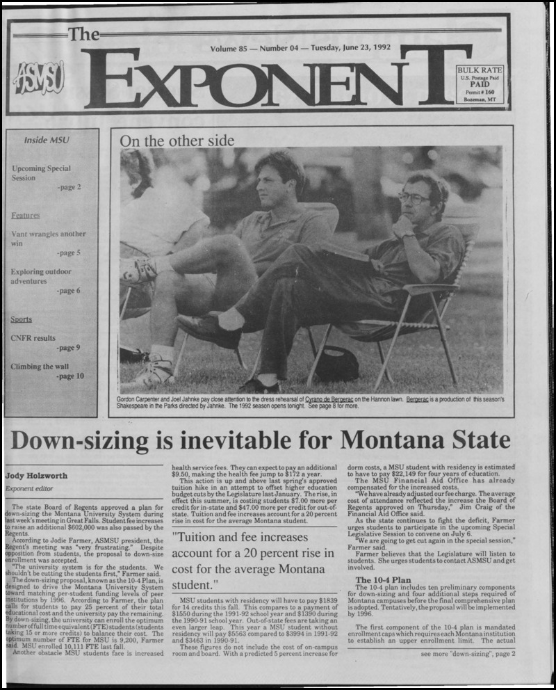 The ASMSU Exponent, June 23, 1992
