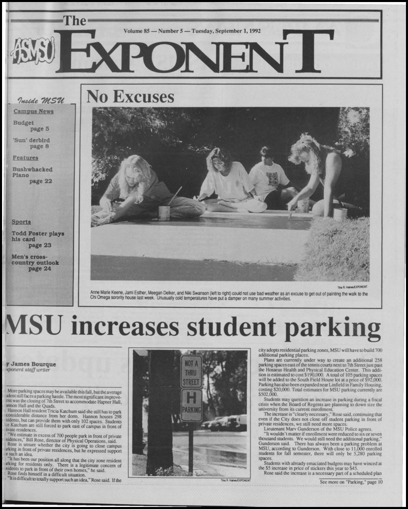 The ASMSU Exponent, September 1, 1992
