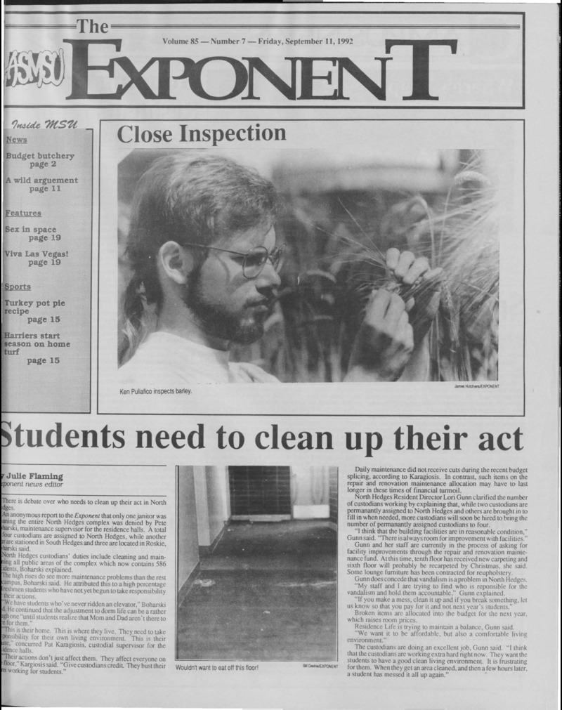 The ASMSU Exponent, September 11, 1992