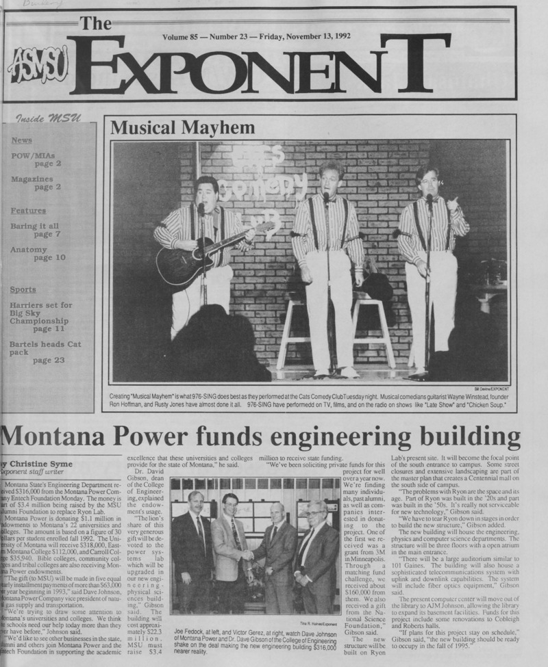 The ASMSU Exponent, November 13, 1992