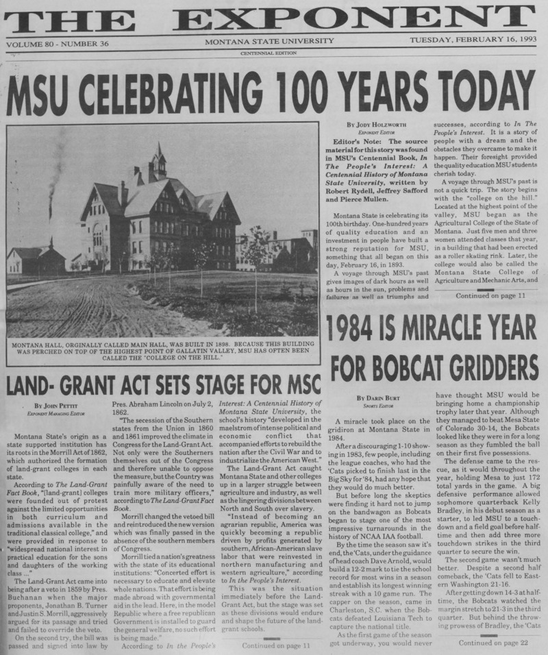 The ASMSU Exponent, February 16, 1993