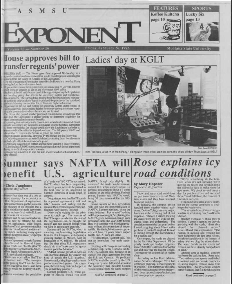 The ASMSU Exponent, February 26, 1993