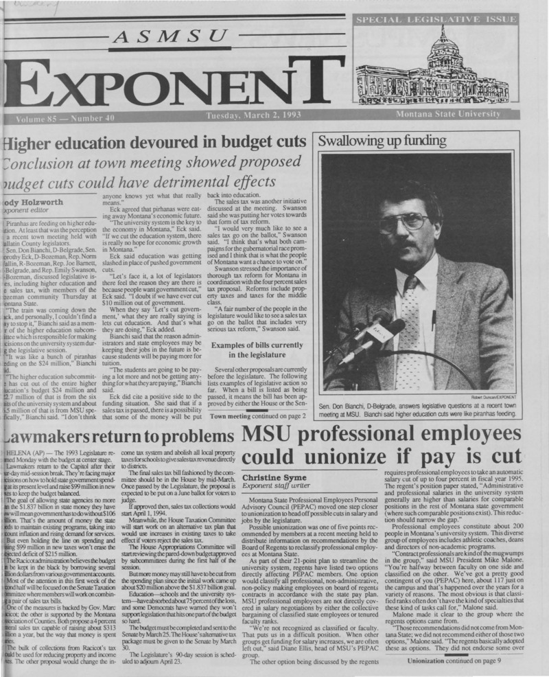 The ASMSU Exponent, March 2, 1993