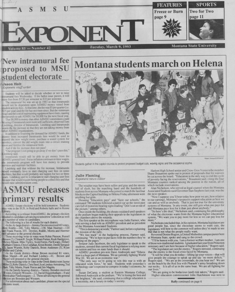 The ASMSU Exponent, March 9, 1993