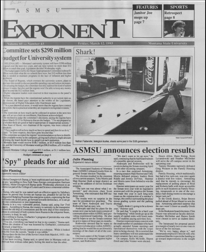 The ASMSU Exponent, March 12, 1993