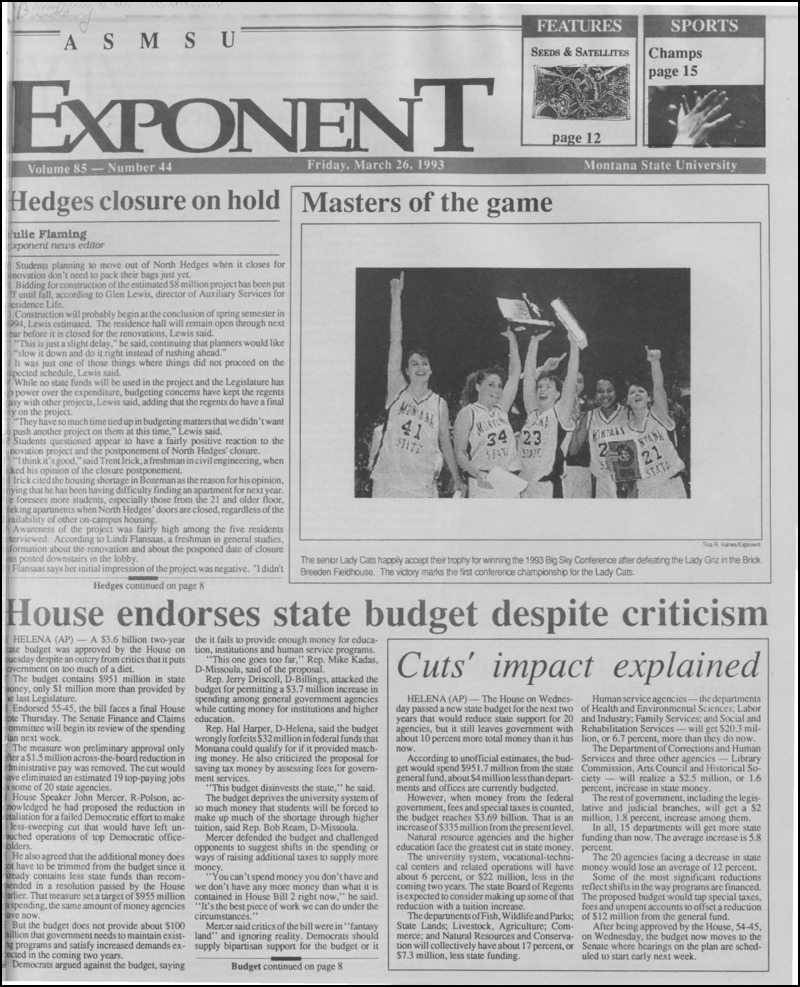 The ASMSU Exponent, March 26, 1993