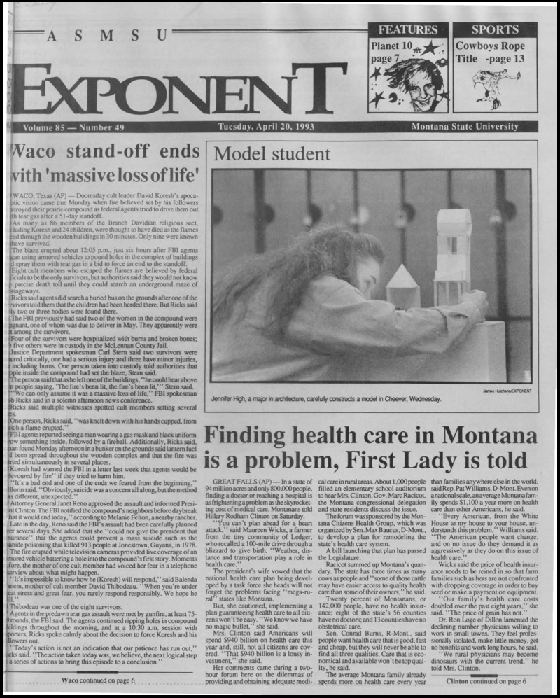 The ASMSU Exponent, April 20, 1993