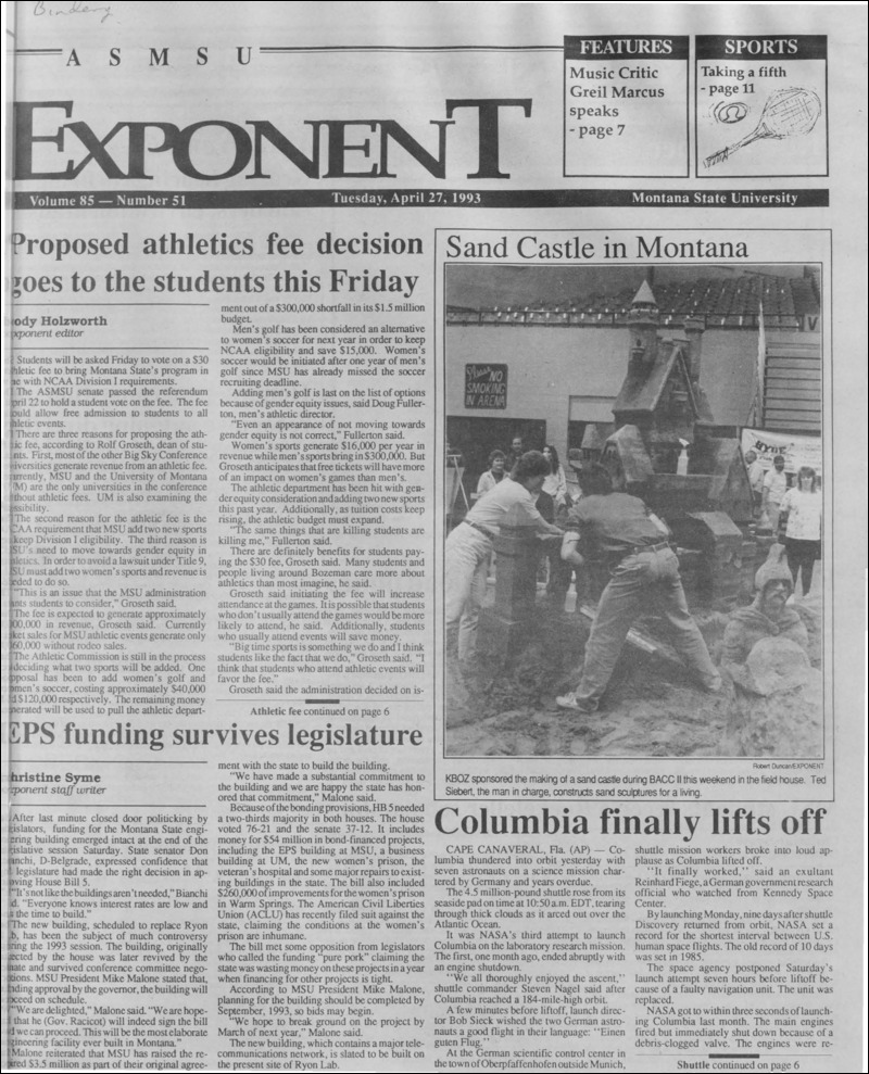The ASMSU Exponent, April 27, 1993