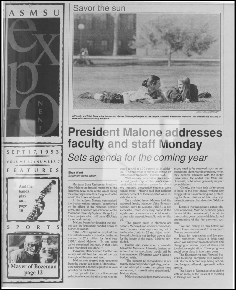 The ASMSU Exponent, September 17, 1993