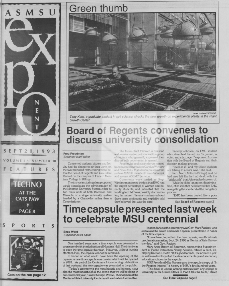 The ASMSU Exponent, September 28, 1993