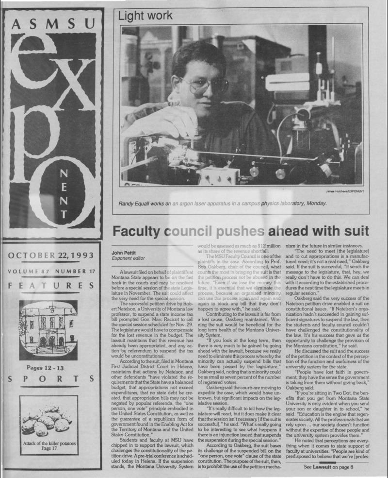 The ASMSU Exponent, October 22, 1993