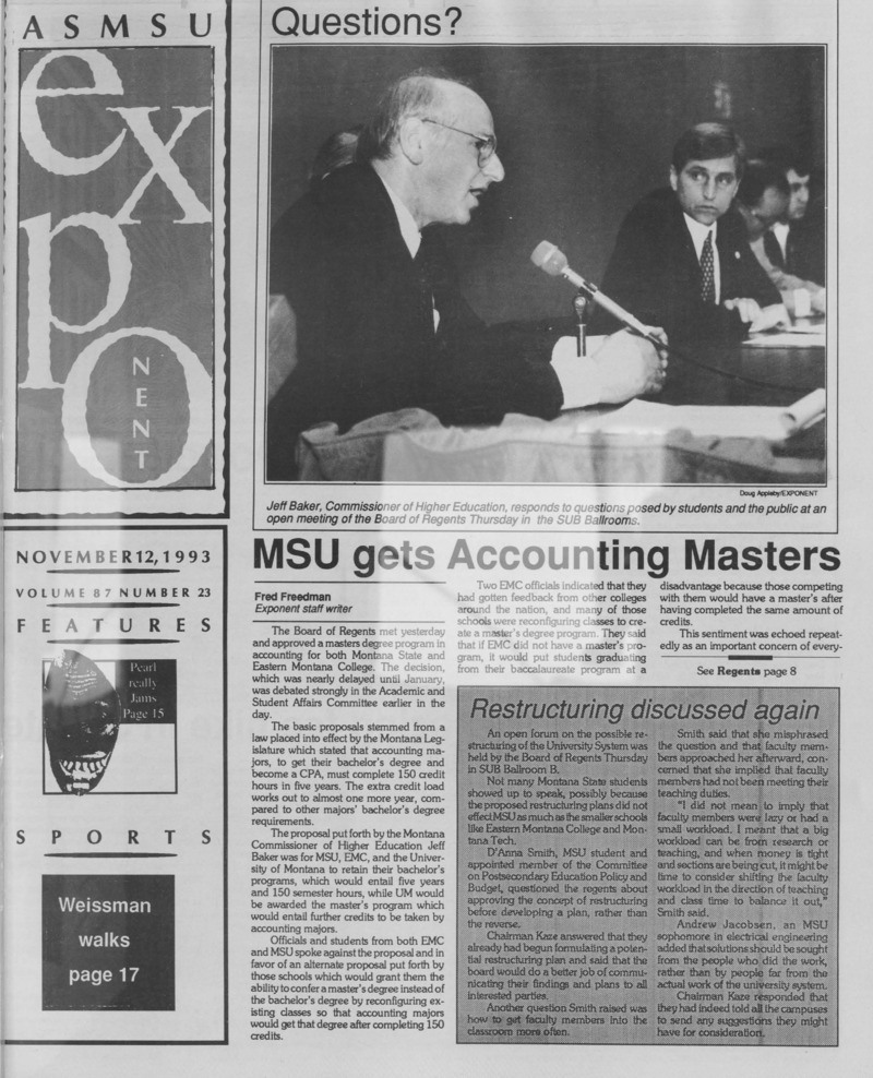 The ASMSU Exponent, November 12, 1993