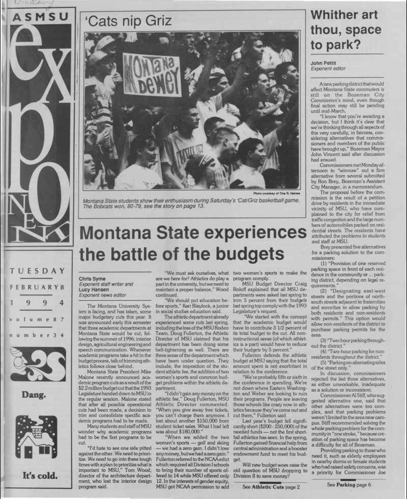 The ASMSU Exponent, February 8, 1994