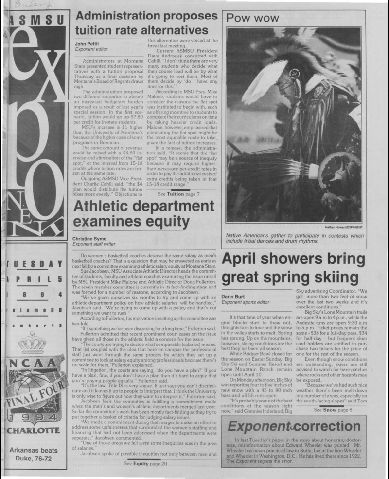 The ASMSU Exponent, April 5, 1994
