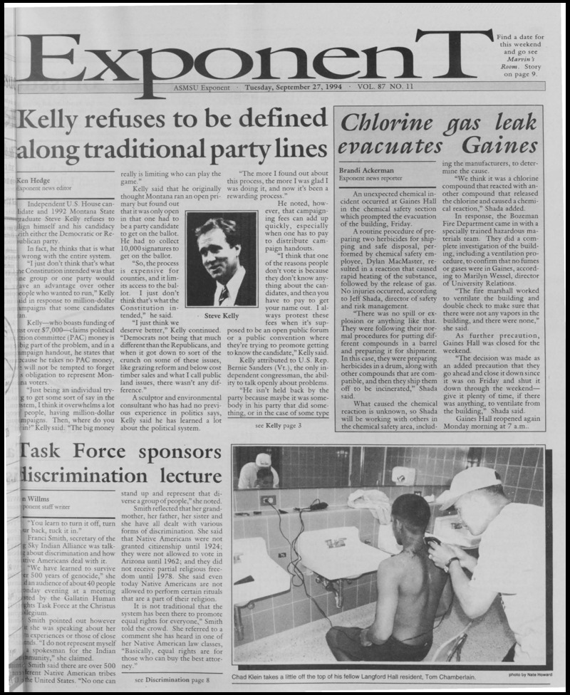 The ASMSU Exponent, September 27, 1994