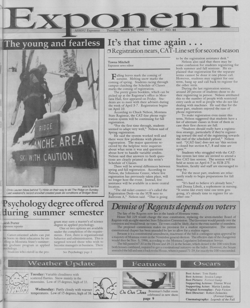 The ASMSU Exponent, March 28, 1995