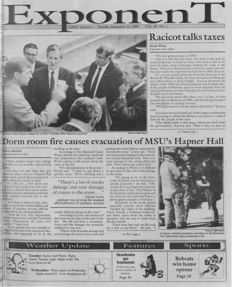 The ASMSU Exponent, September 12, 1995