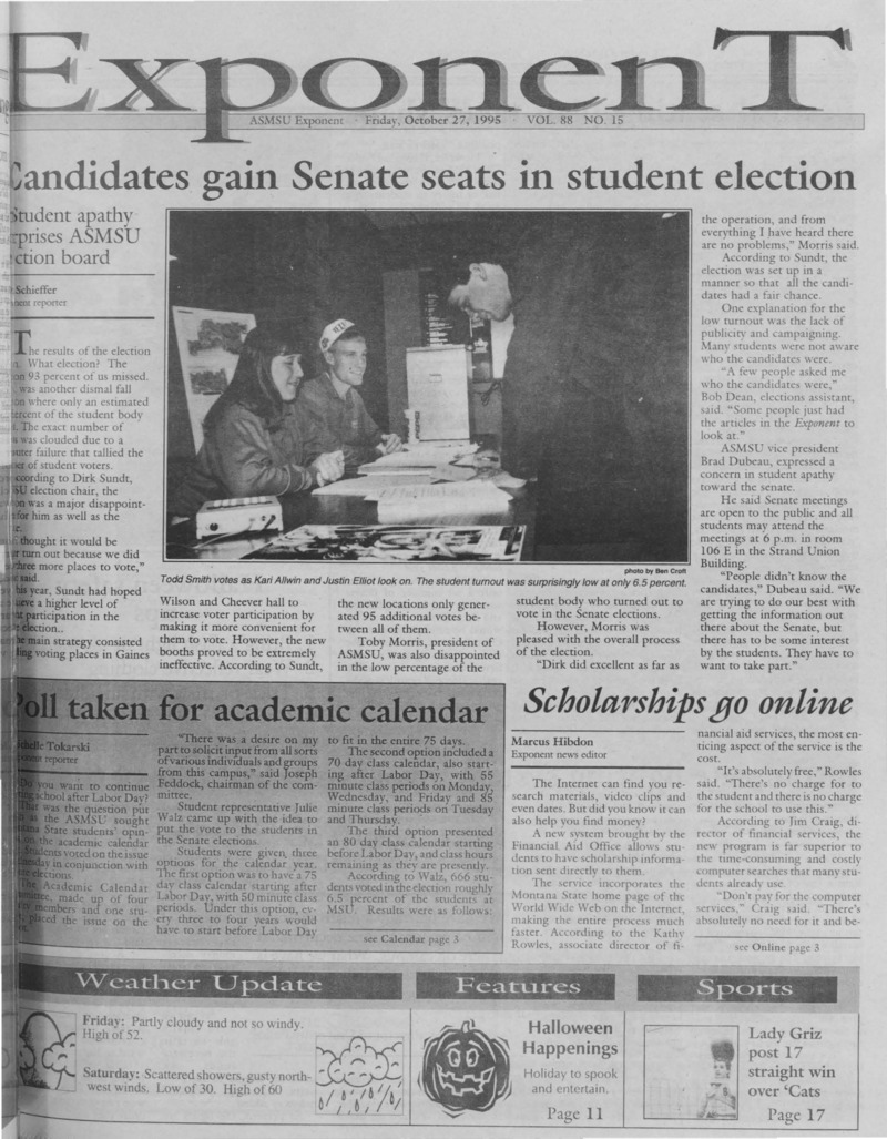 The ASMSU Exponent, October 27, 1995