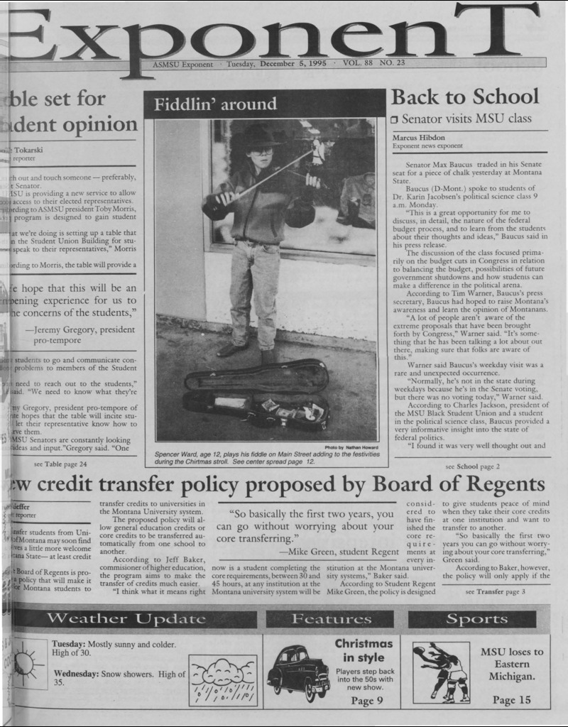 The ASMSU Exponent, December 5, 1995