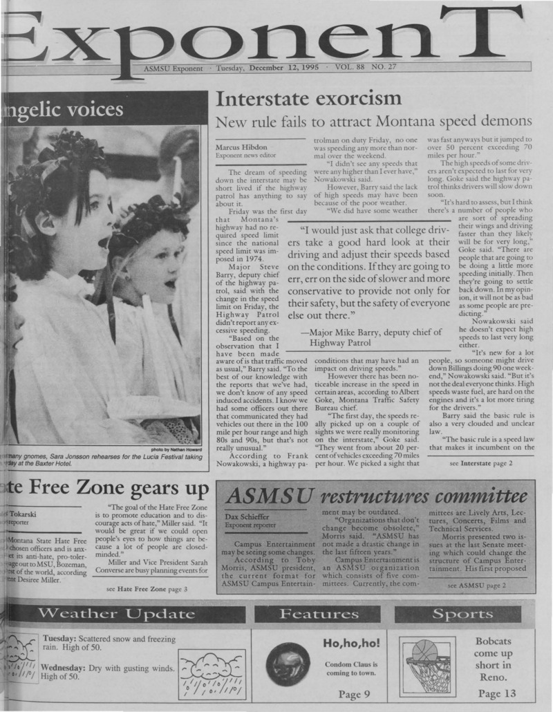 The ASMSU Exponent, December 12, 1995