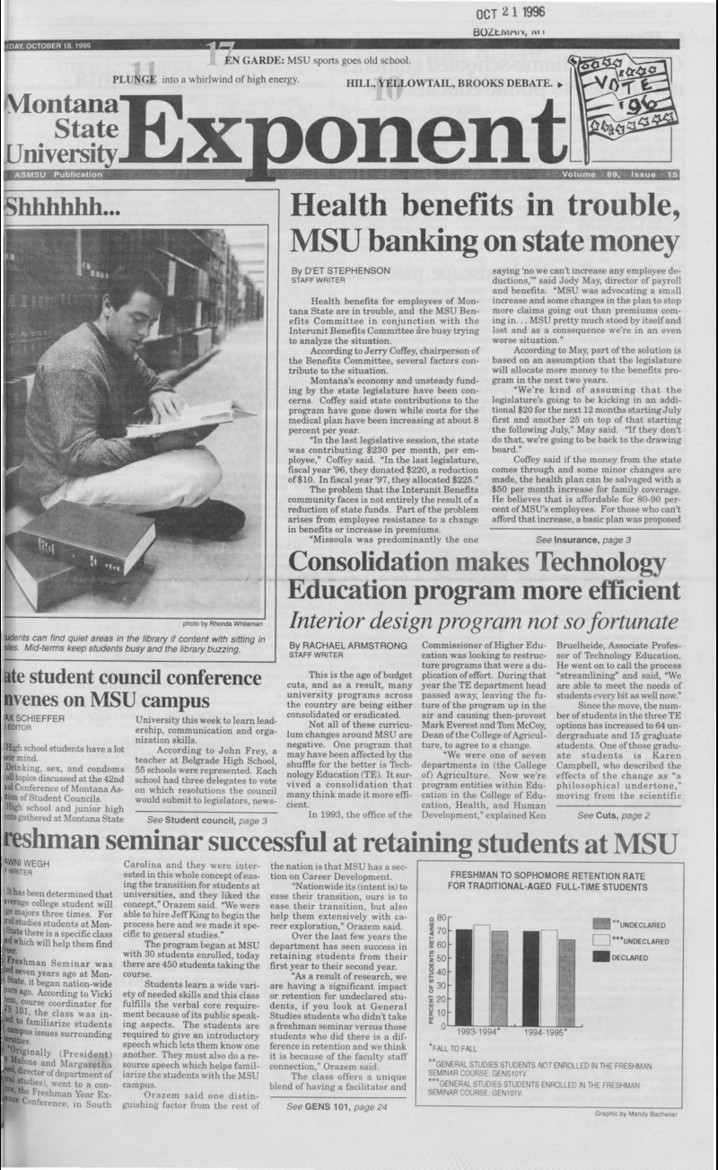 Montana State University Exponent, October 18, 1996