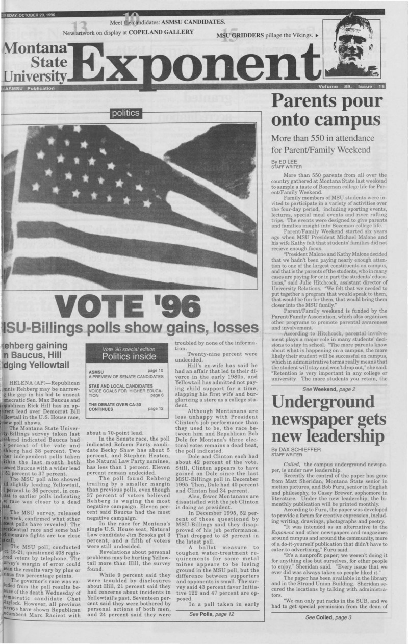 Montana State University Exponent, October 29, 1996