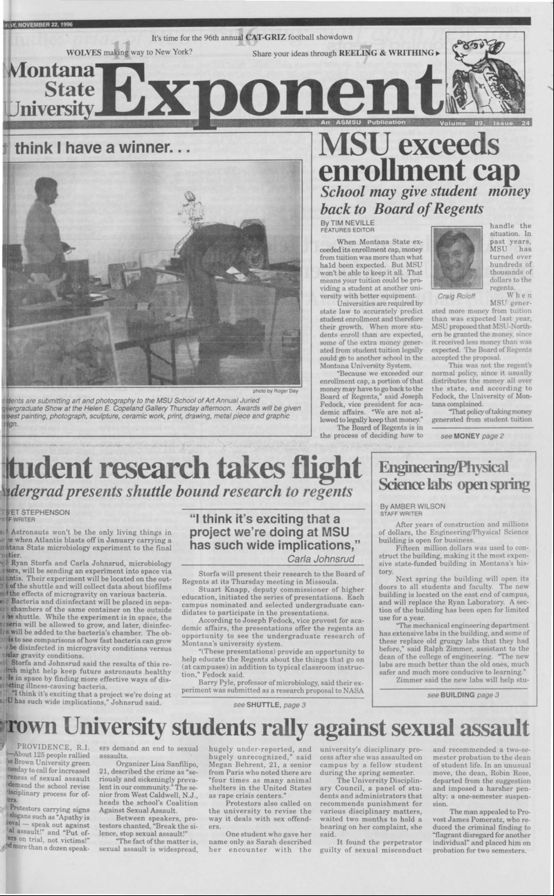 Montana State University Exponent, November 22, 1996