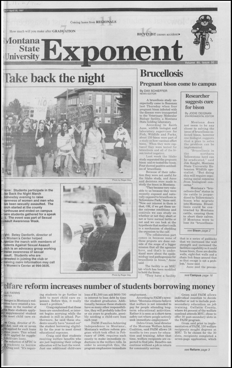 Montana State University Exponent, April 18, 1997