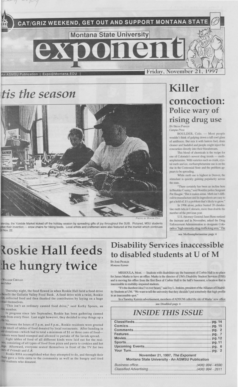 Montana State University Exponent, November 21, 1997