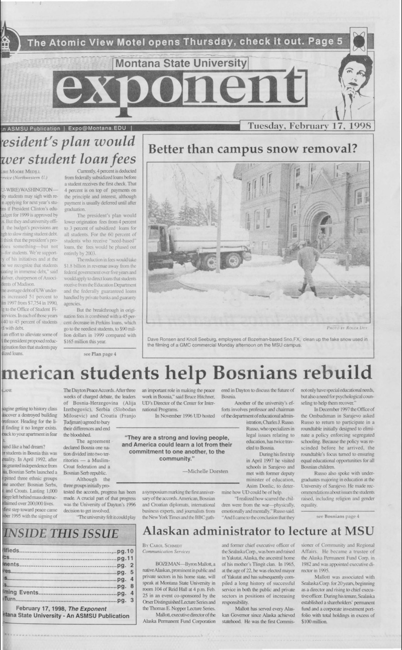 Montana State University Exponent, February 17, 1998